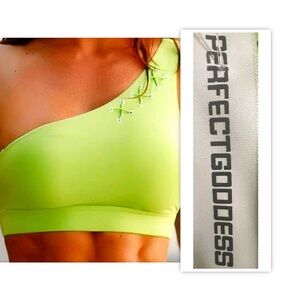 Perfect Goddess Lime Firm Ab Fitness One Shoulder Sports Bra